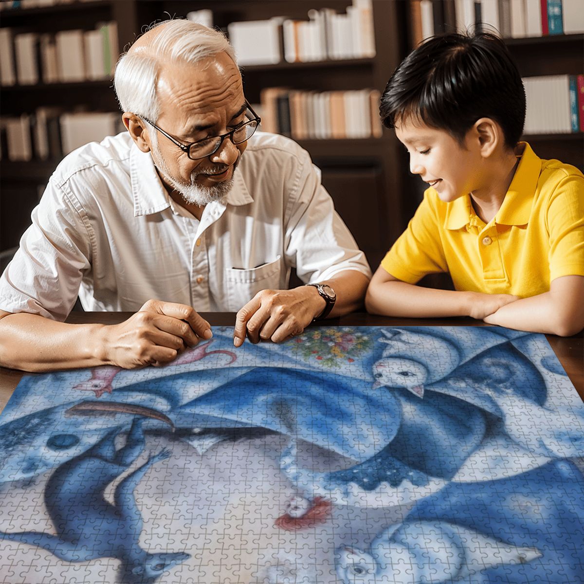 Wooden Jigsaw Puzzles 1000 pcs - Hokusai × Chagall – The Floating Wave of Memory