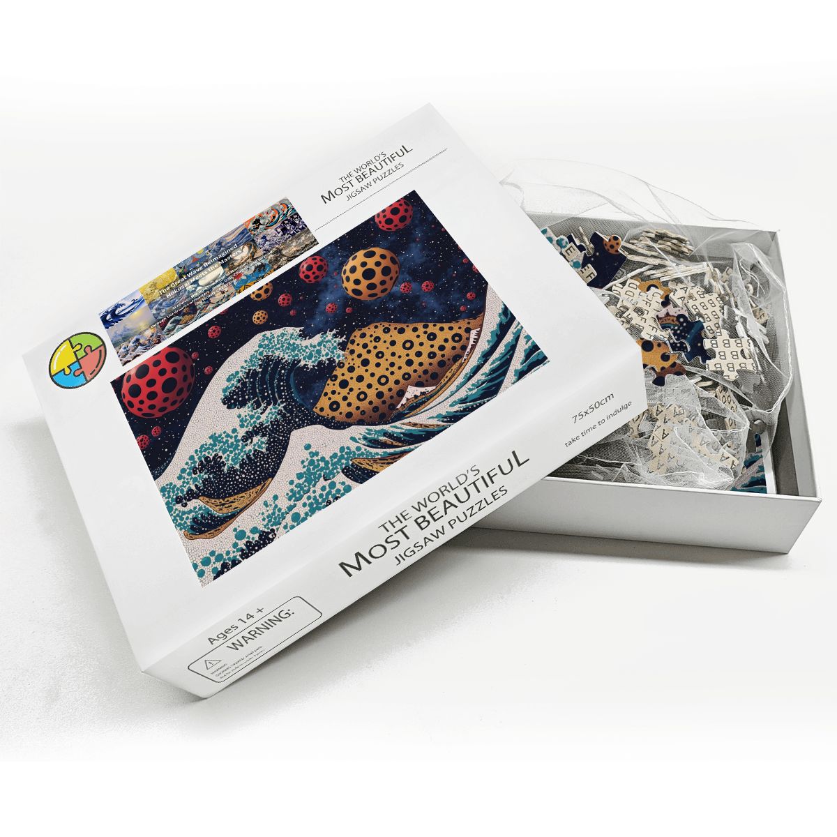Wooden Jigsaw Puzzles 1000 pcs - Hokusai × Kusama - The Infinite Wave