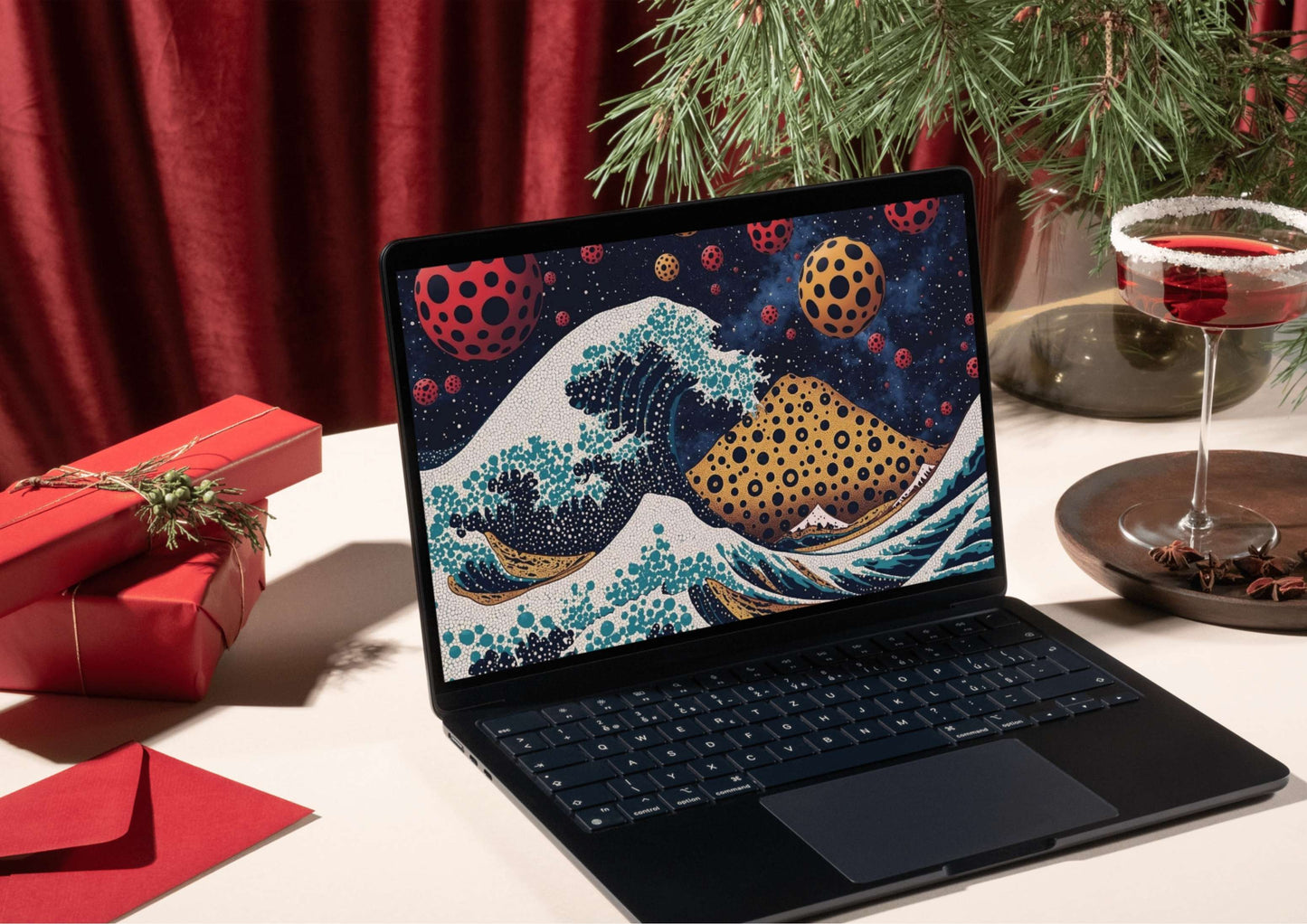 Polka Dot Great Wave Poster | Hokusai Inspired Pop Art Print | Contemporary Japanese Digital Download