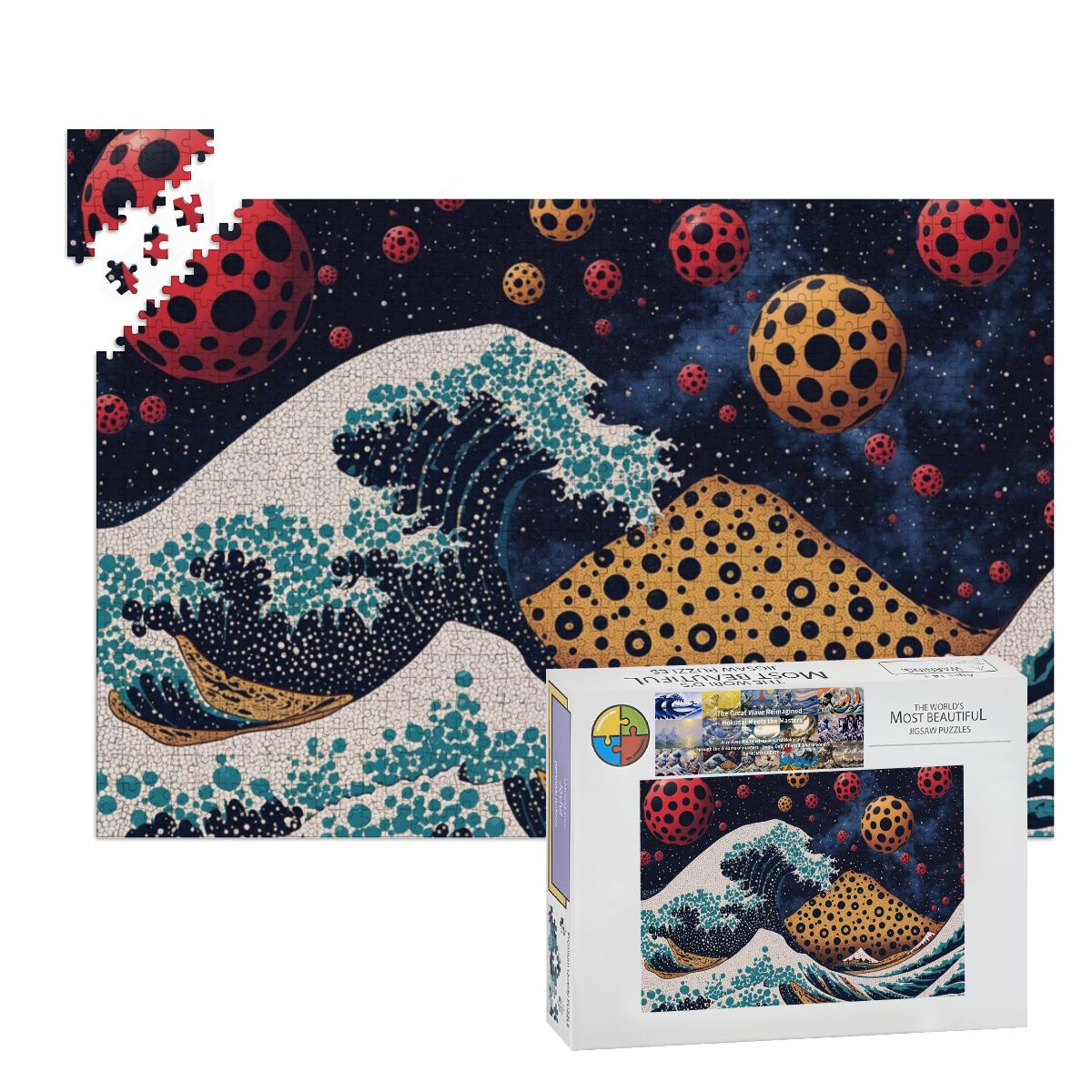 Wooden Jigsaw Puzzles 1000 pcs - Hokusai × Kusama - The Infinite Wave