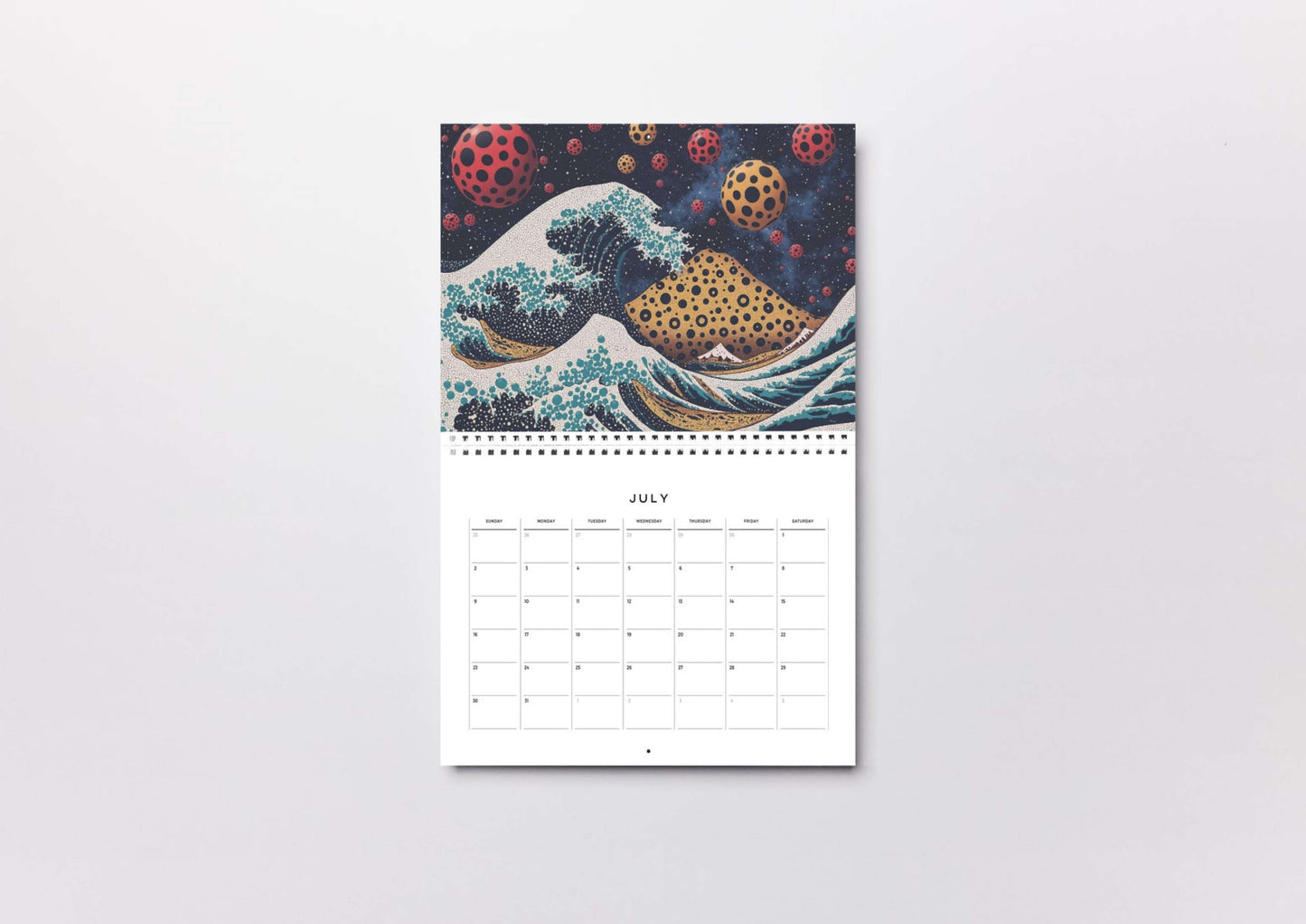 Polka Dot Great Wave Poster | Hokusai Inspired Pop Art Print | Contemporary Japanese Digital Download