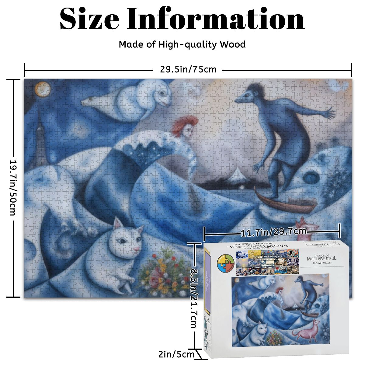 Wooden Jigsaw Puzzles 1000 pcs - Hokusai × Chagall – The Floating Wave of Memory