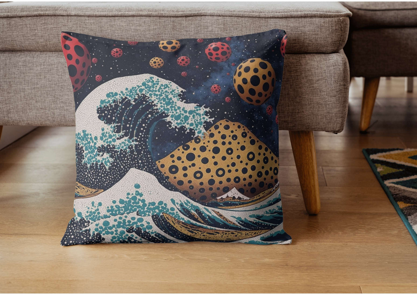 Polka Dot Great Wave Poster | Hokusai Inspired Pop Art Print | Contemporary Japanese Digital Download