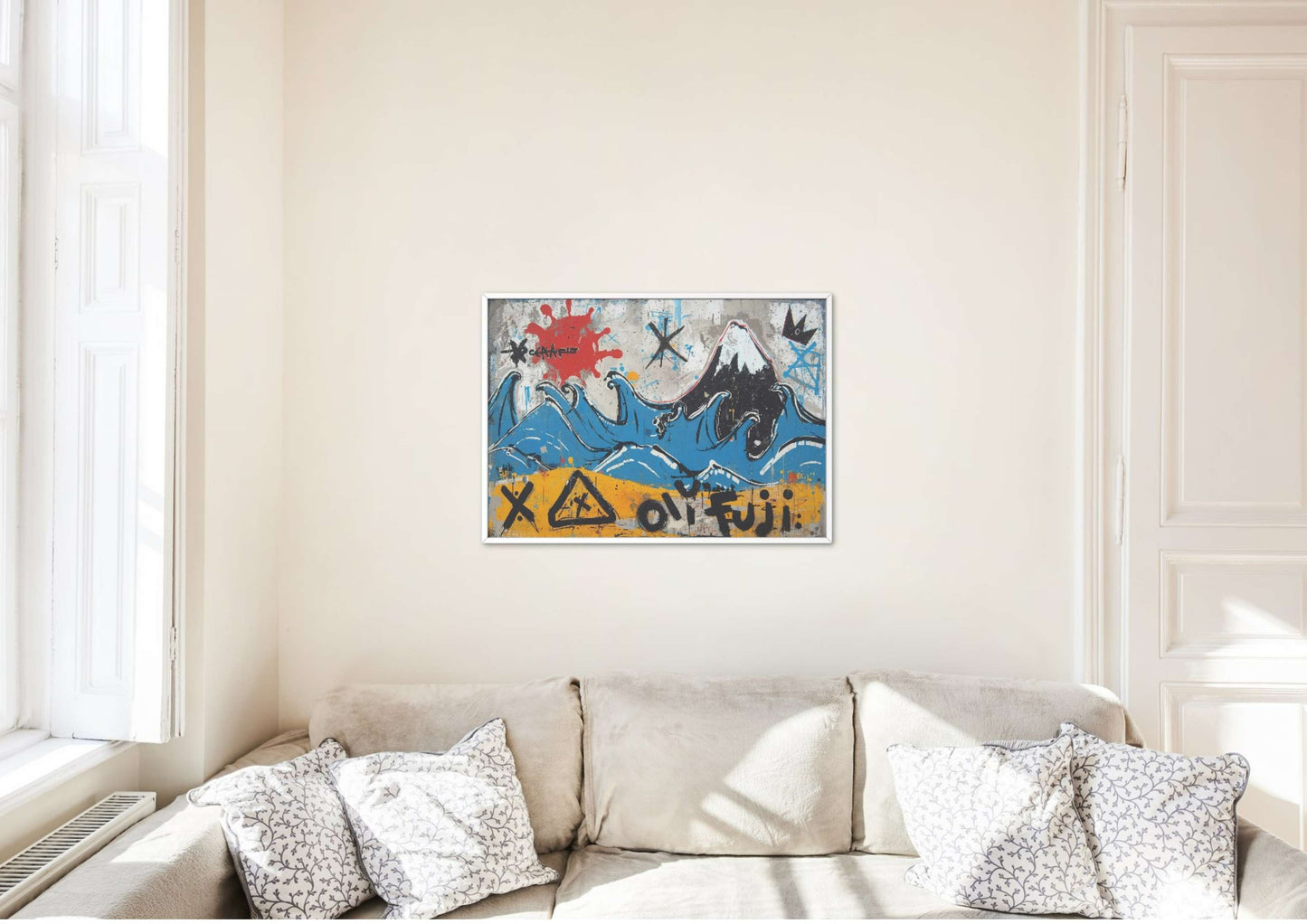 Graffiti Wave Poster | Basquiat-Inspired Fuji Art | Modern Street Style Japanese Print | Digital Download Set