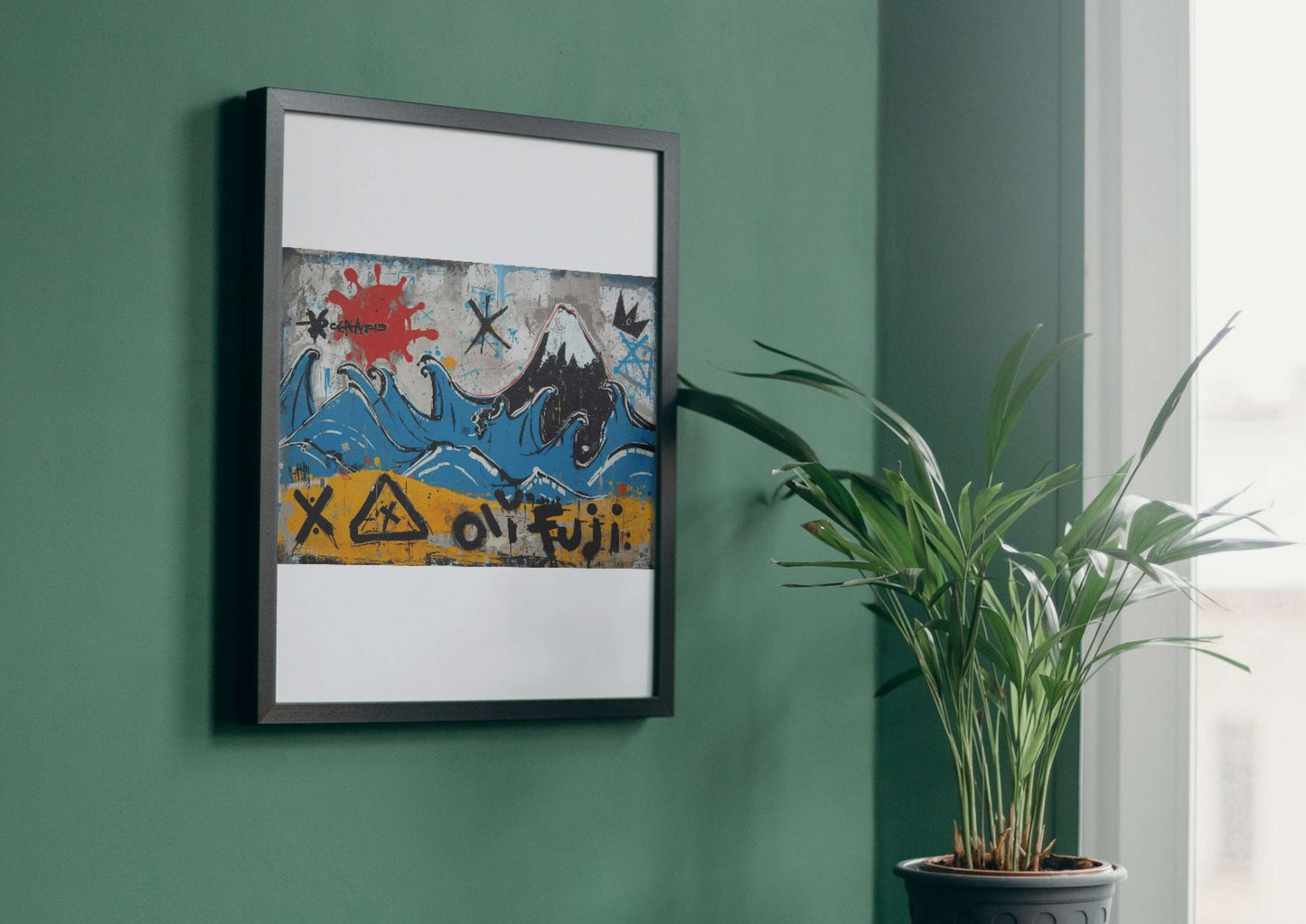 Graffiti Wave Poster | Basquiat-Inspired Fuji Art | Modern Street Style Japanese Print | Digital Download Set