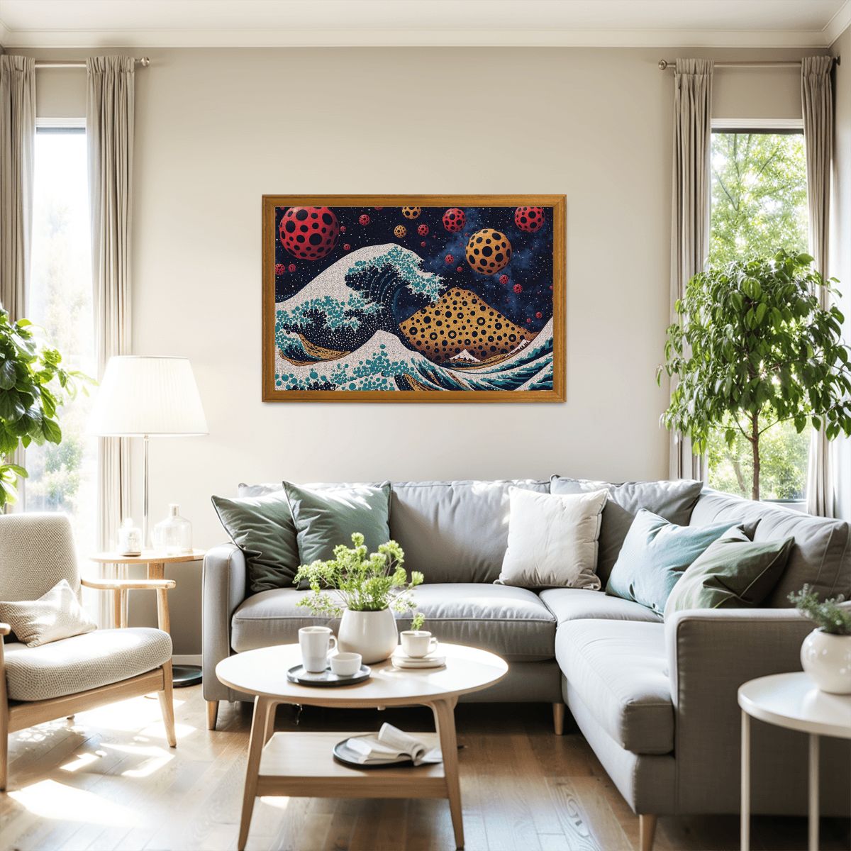 Wooden Jigsaw Puzzles 1000 pcs - Hokusai × Kusama - The Infinite Wave