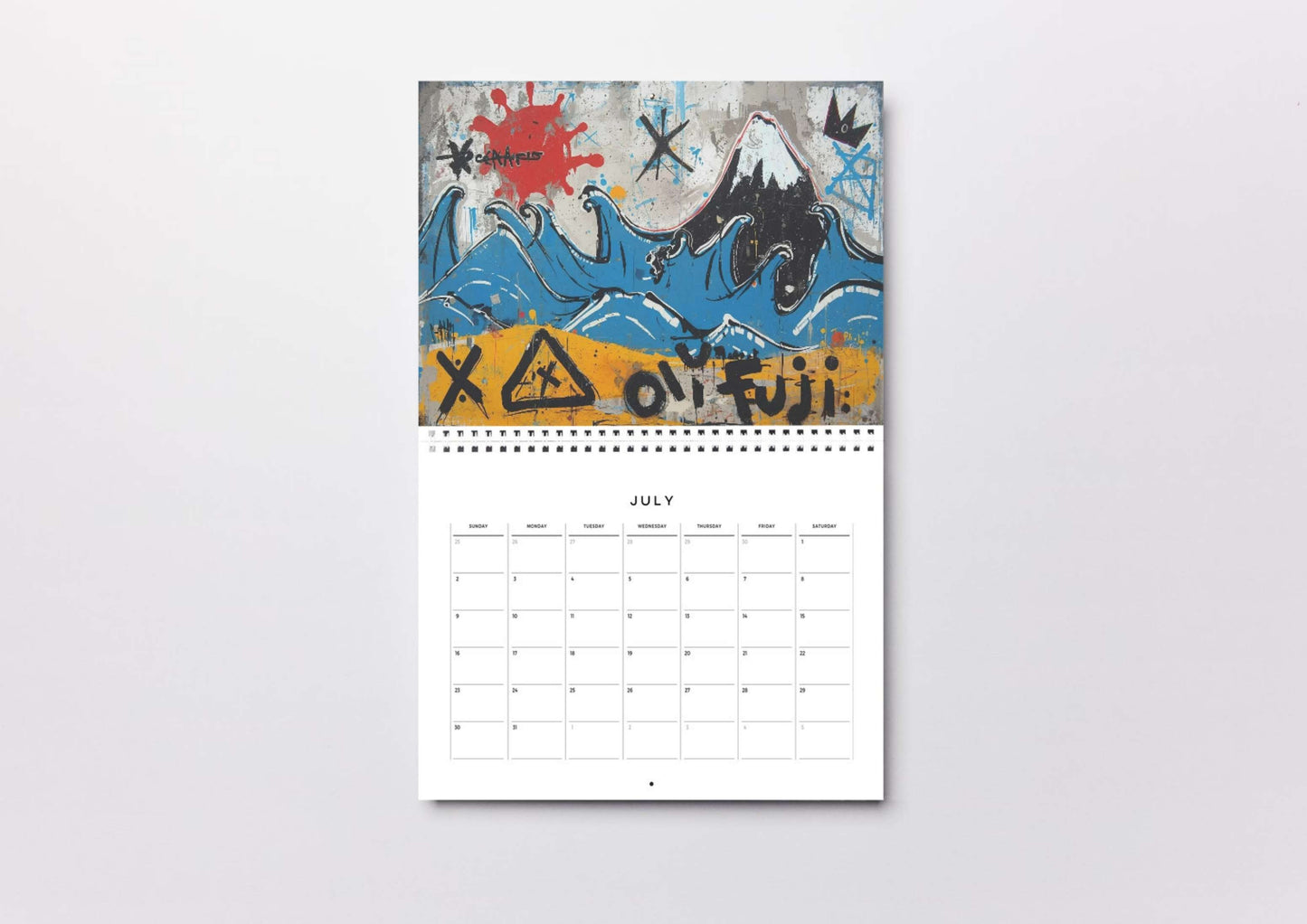 Graffiti Wave Poster | Basquiat-Inspired Fuji Art | Modern Street Style Japanese Print | Digital Download Set