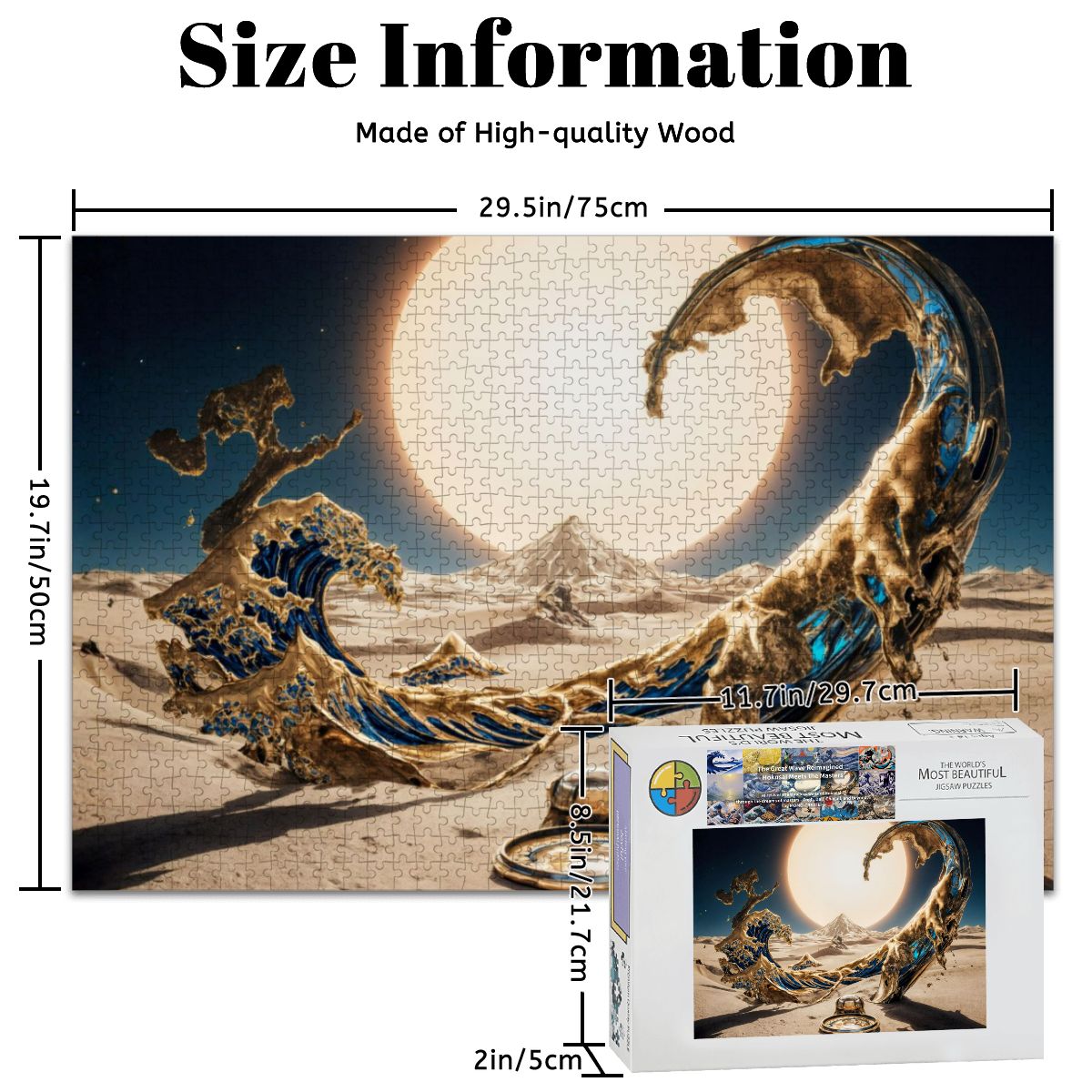 Wooden Jigsaw Puzzles 1000 pcs - Hokusai × Dali ‐ The Surreal Wave of Eternity