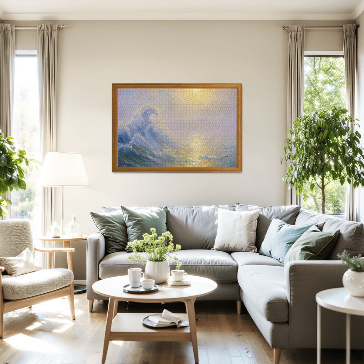 Wooden Jigsaw Puzzles 1000 pcs - Hokusai × Monet ‐ The Golden Wave of Silence