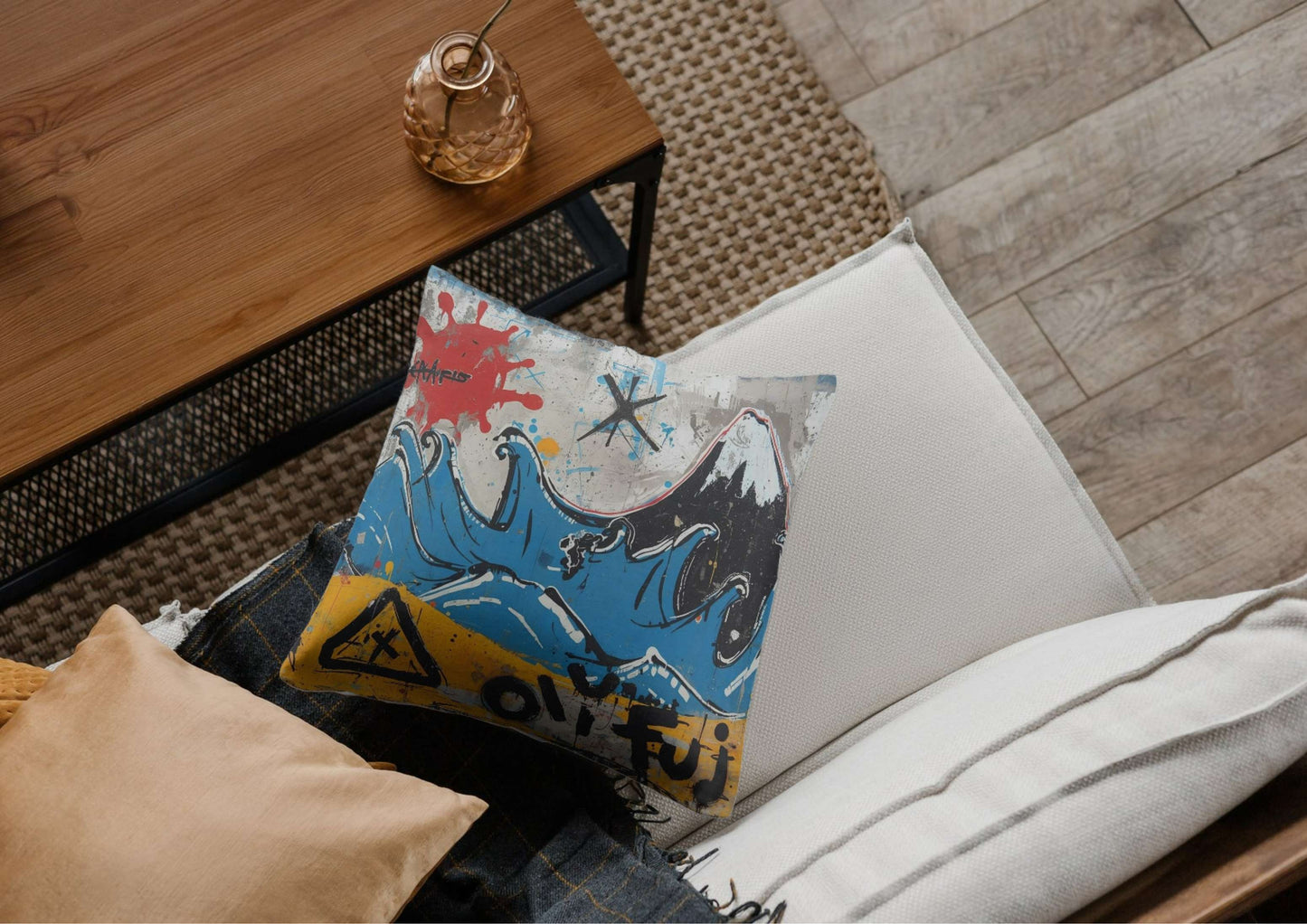 Graffiti Wave Poster | Basquiat-Inspired Fuji Art | Modern Street Style Japanese Print | Digital Download Set