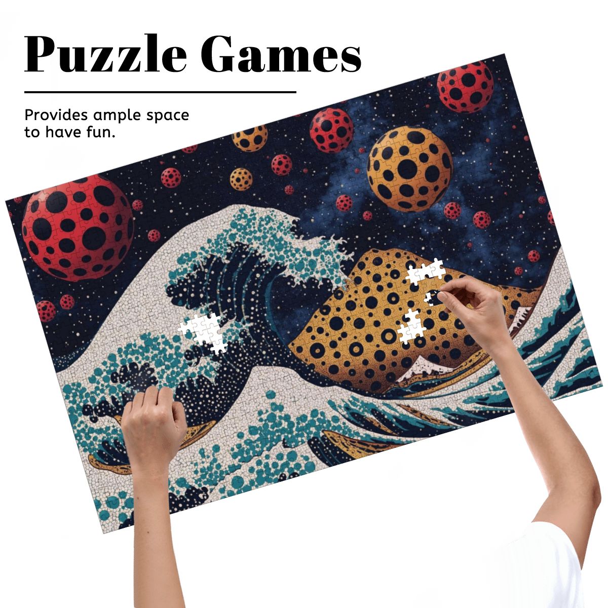 Wooden Jigsaw Puzzles 1000 pcs - Hokusai × Kusama - The Infinite Wave
