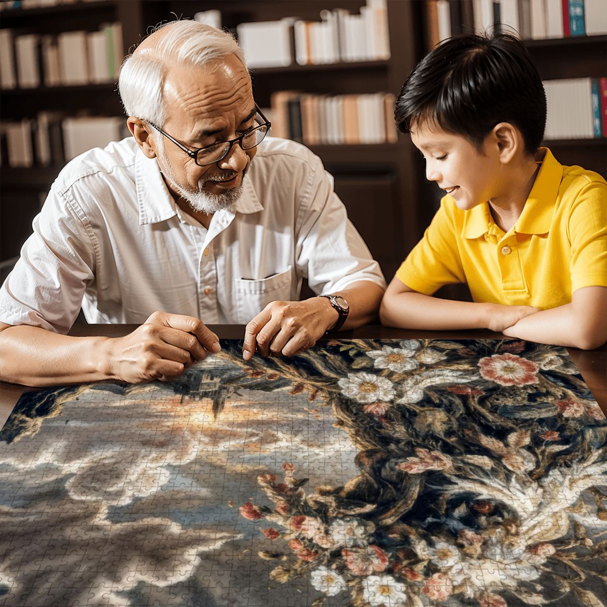 Wooden Jigsaw Puzzles 1000 pcs- Hokusai × Arcimboldo – The Floral Wave of Civilization