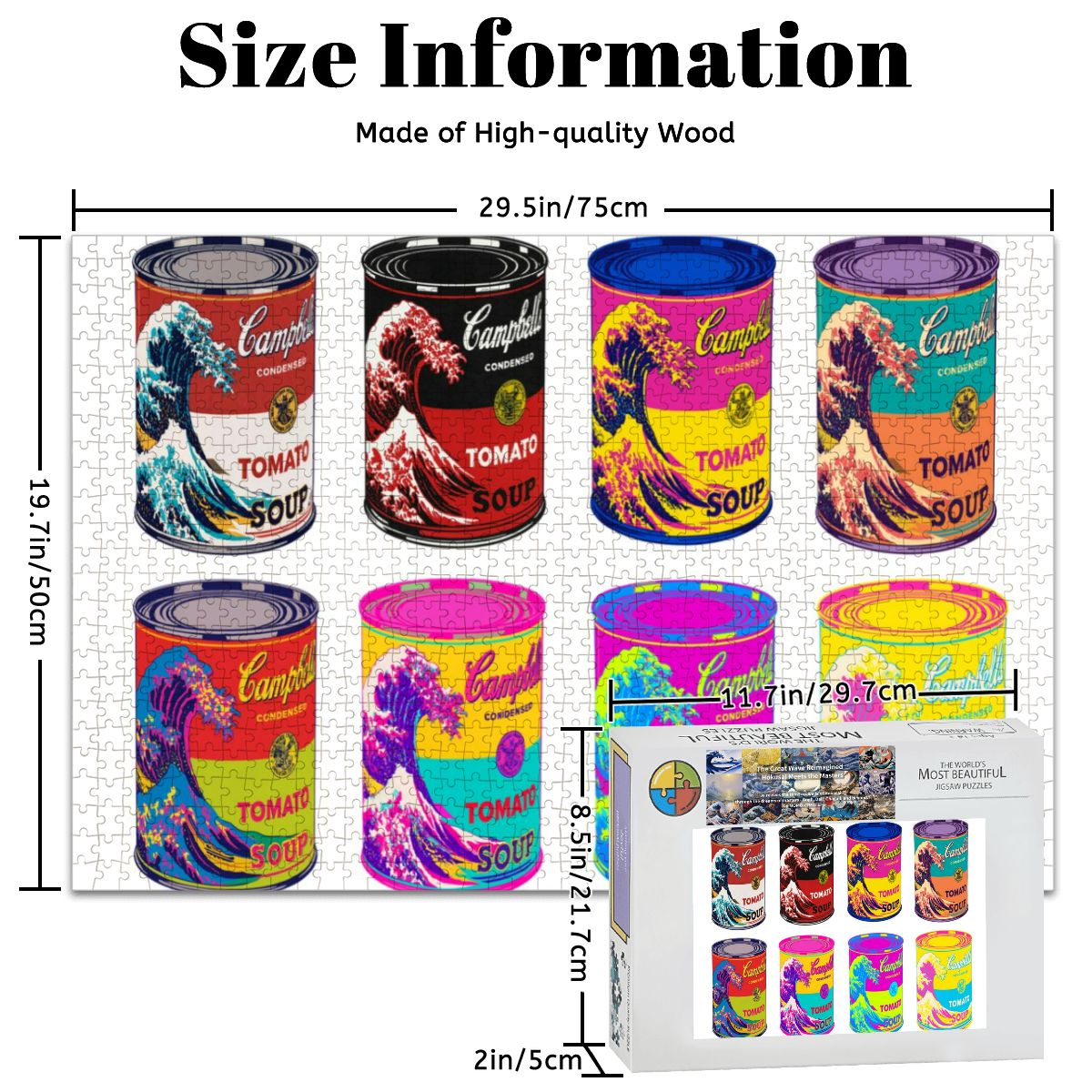 Wooden Jigsaw Puzzles 1000 pcs -Hokusai × Warhol – Eight Cans of Infinity