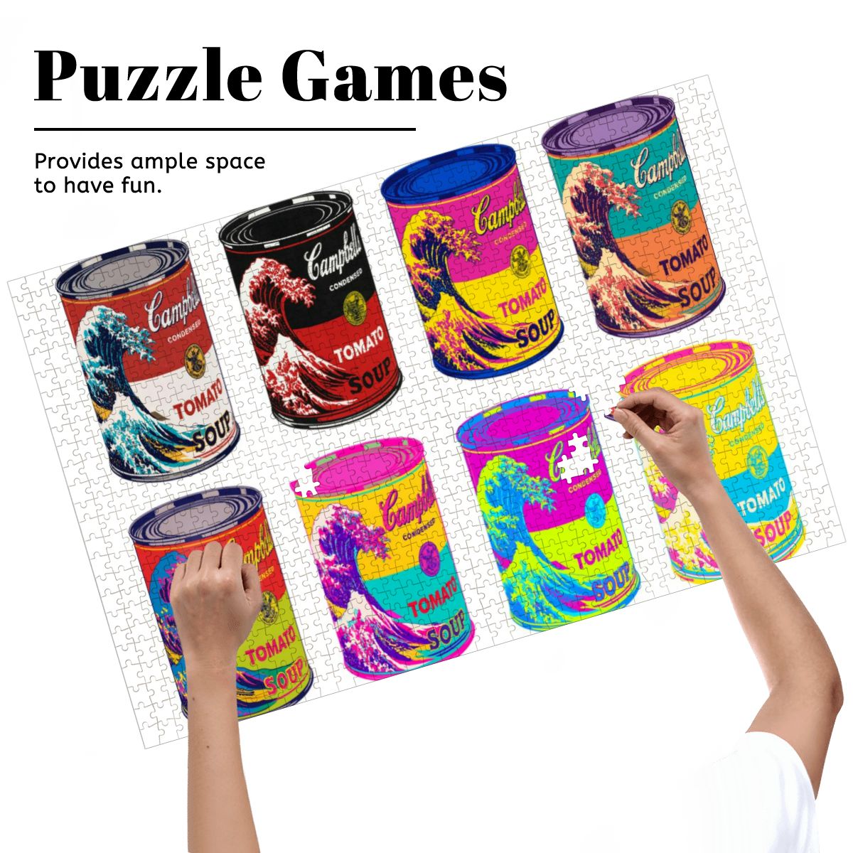 Wooden Jigsaw Puzzles 1000 pcs -Hokusai × Warhol – Eight Cans of Infinity