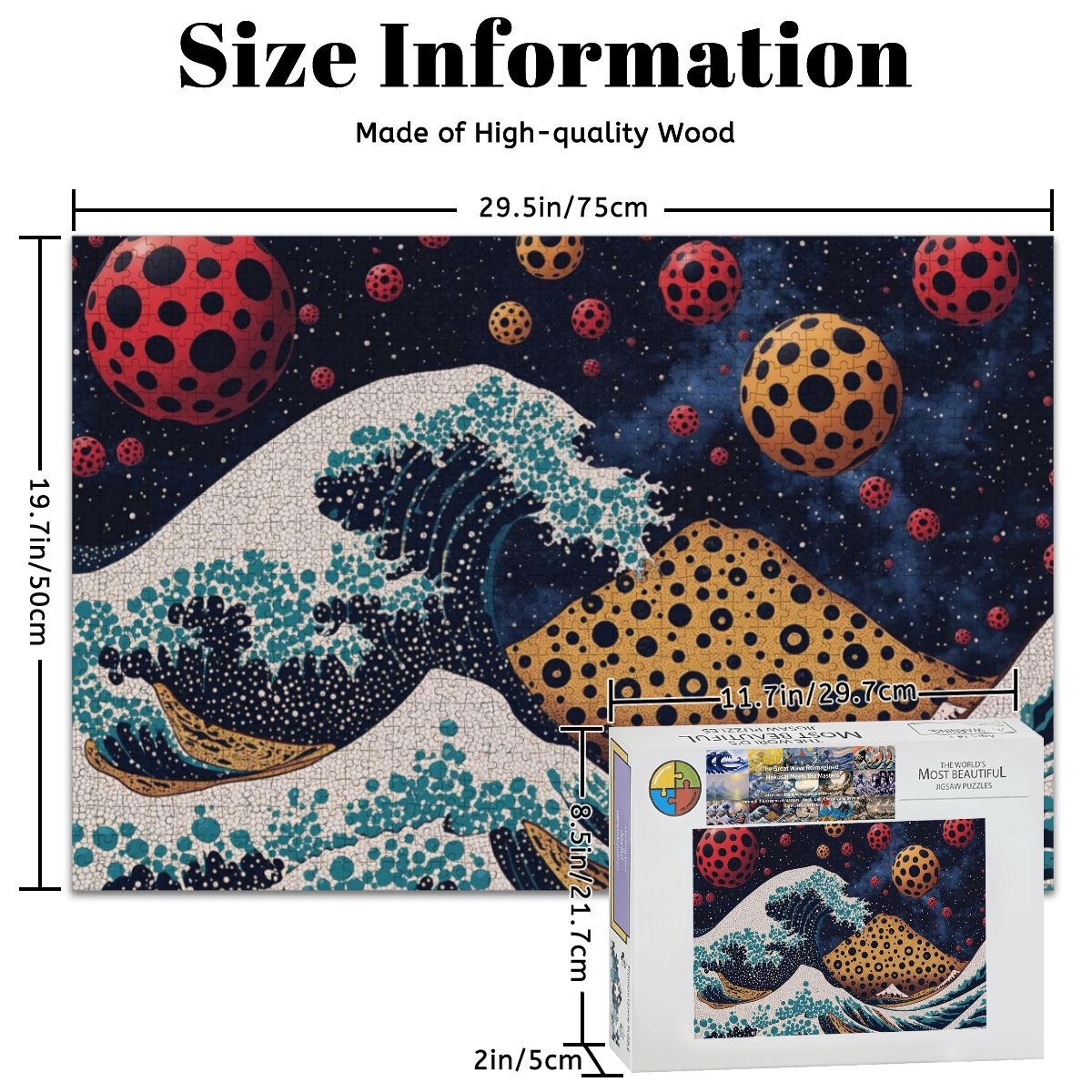 Wooden Jigsaw Puzzles 1000 pcs - Hokusai × Kusama - The Infinite Wave