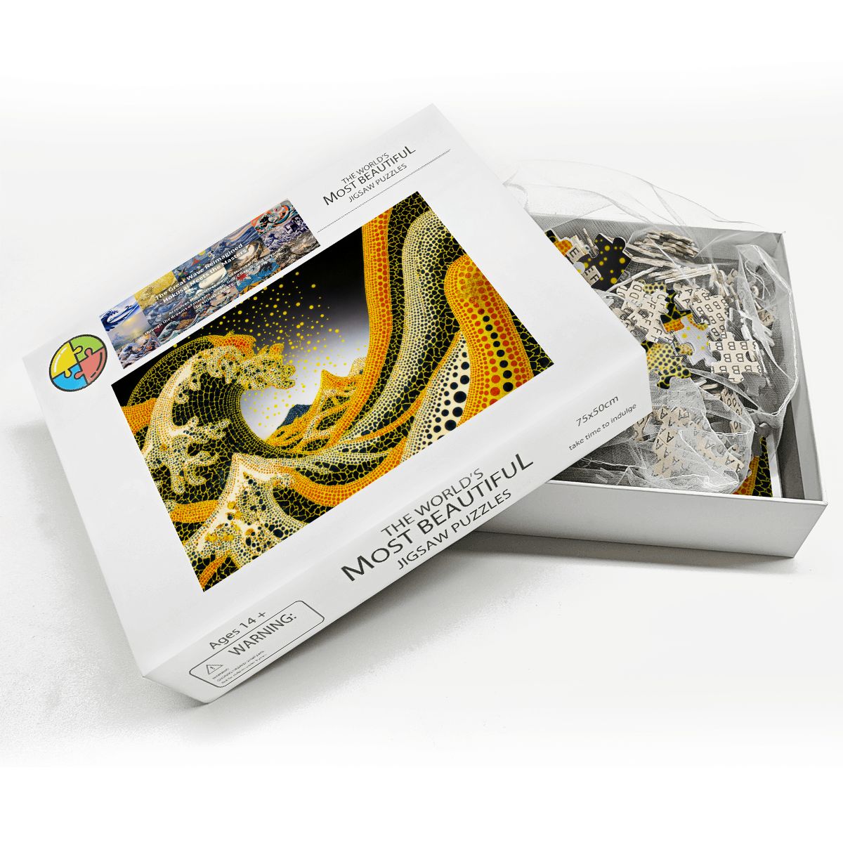 Wooden Jigsaw Puzzles 1000 pcs - Hokusai × Kusama – The Great Pumpkin Wave Artwork