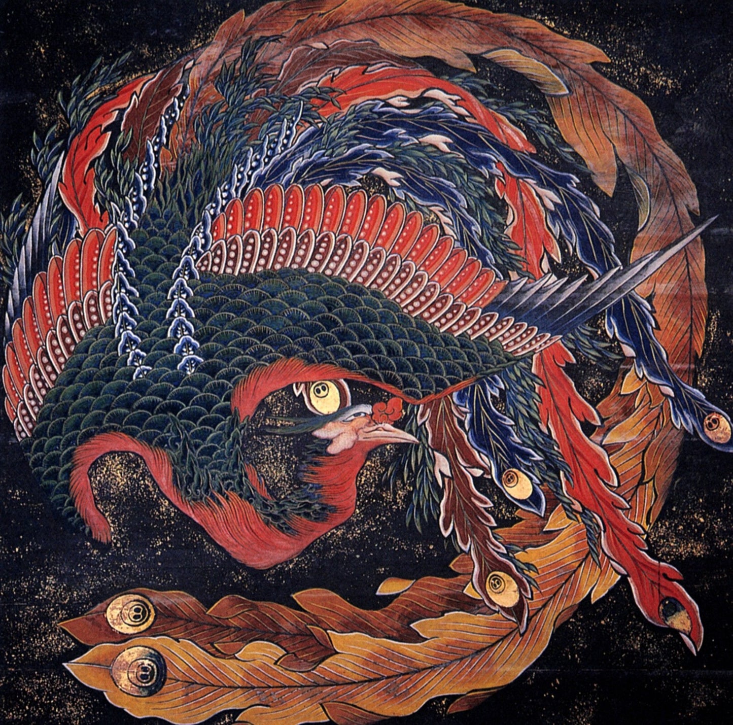 永遠の炎の翼 - 葛飾北斎作 鳳凰図 ハードシェルスーツケース