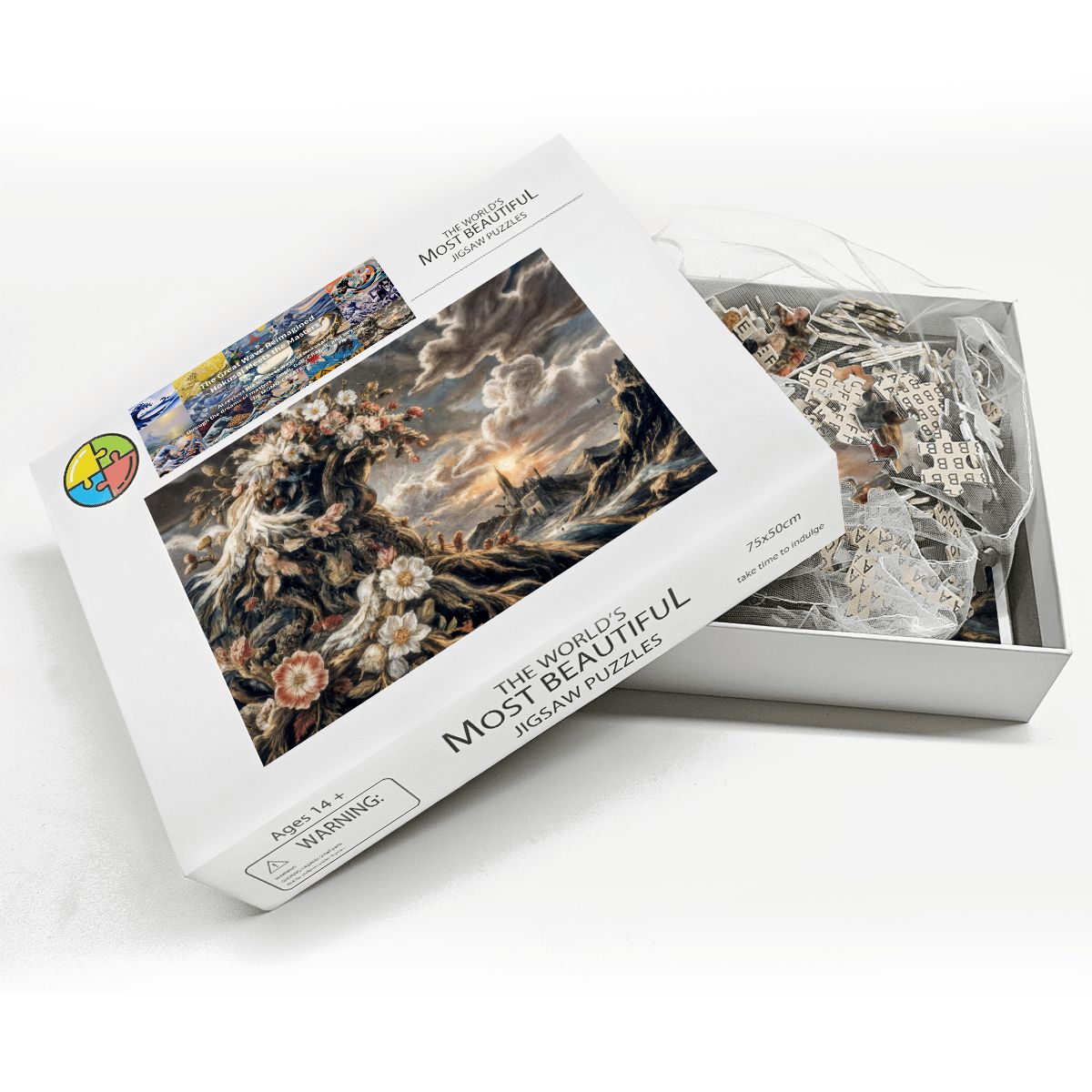 Wooden Jigsaw Puzzles 1000 pcs- Hokusai × Arcimboldo – The Floral Wave of Civilization