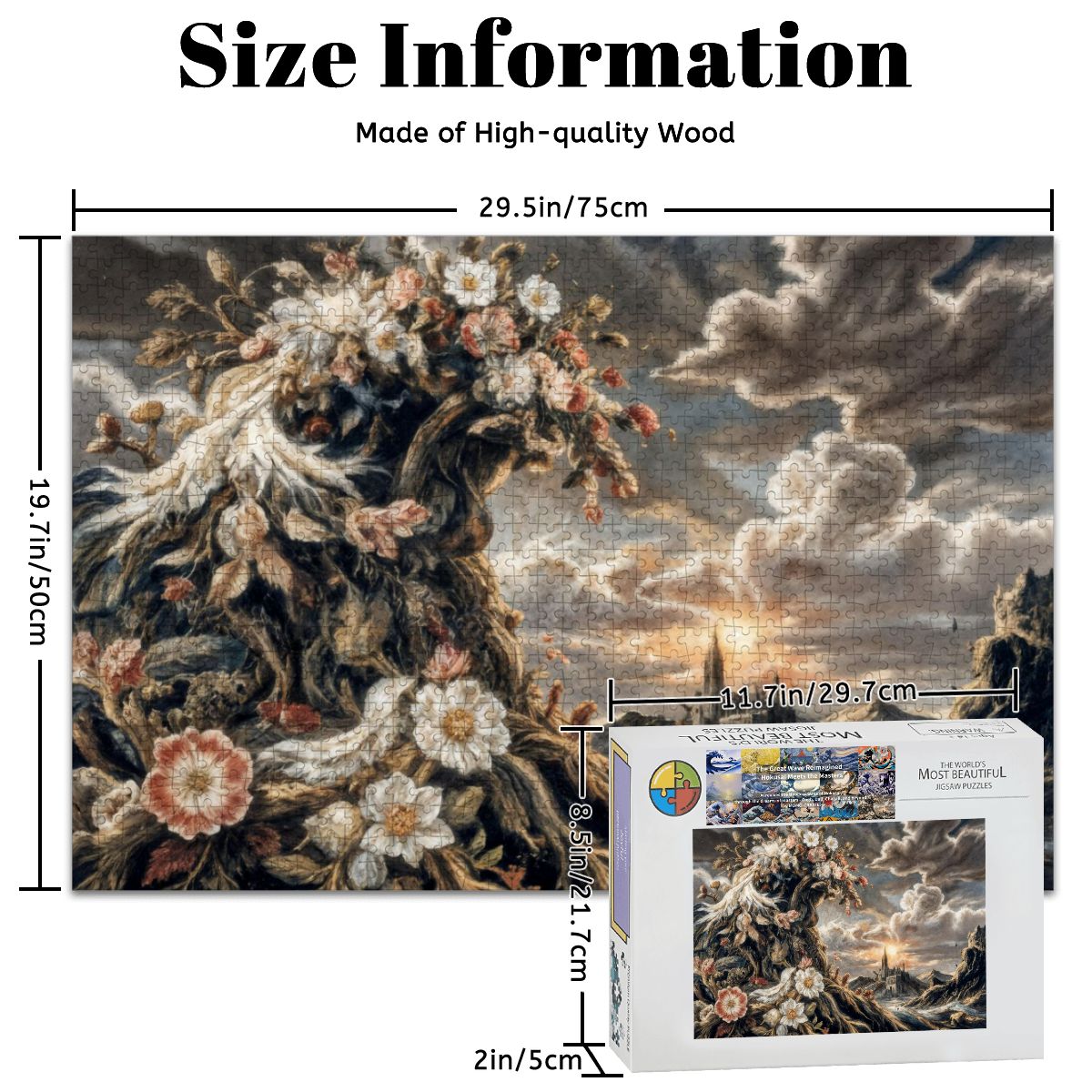 Wooden Jigsaw Puzzles 1000 pcs- Hokusai × Arcimboldo – The Floral Wave of Civilization