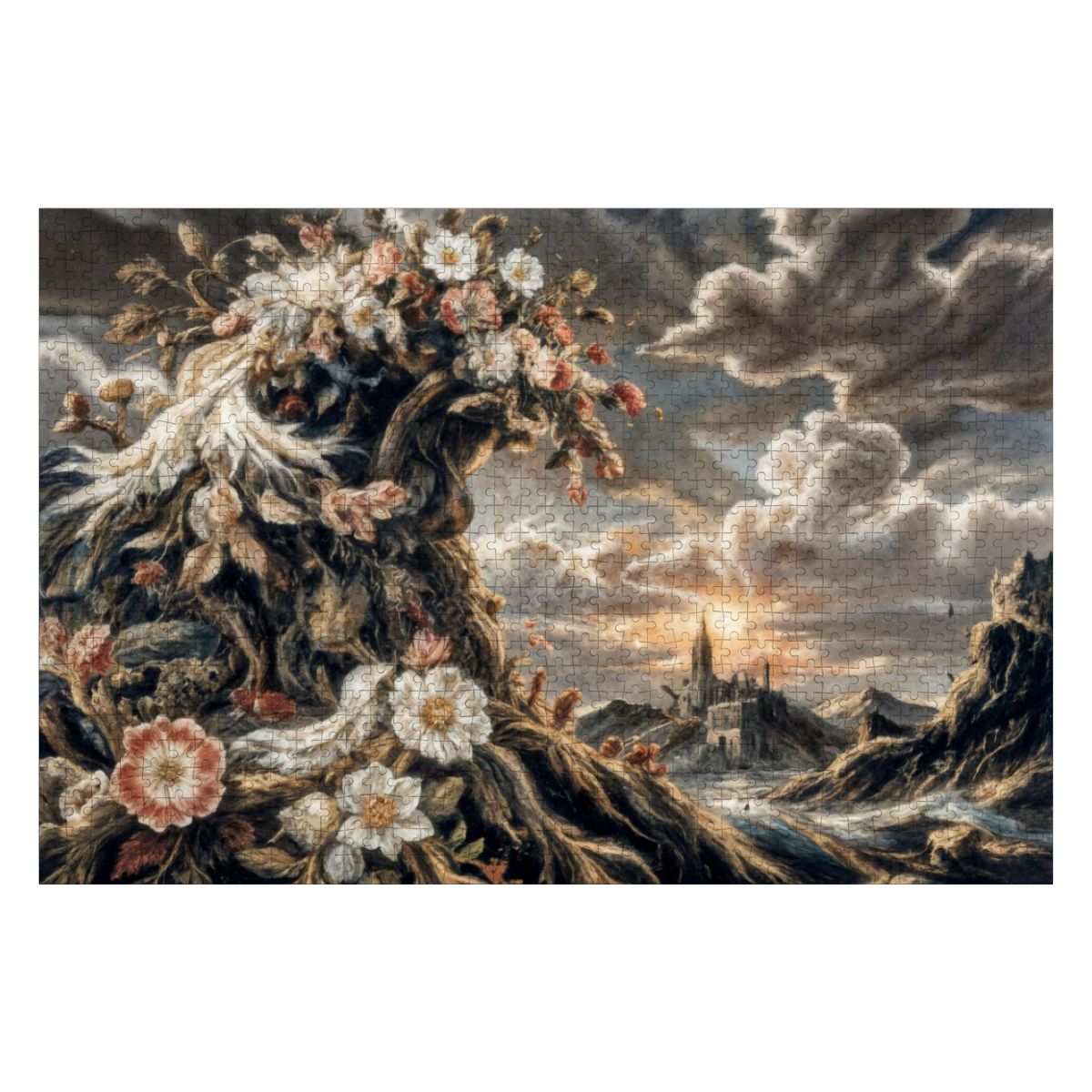 Wooden Jigsaw Puzzles 1000 pcs- Hokusai × Arcimboldo – The Floral Wave of Civilization