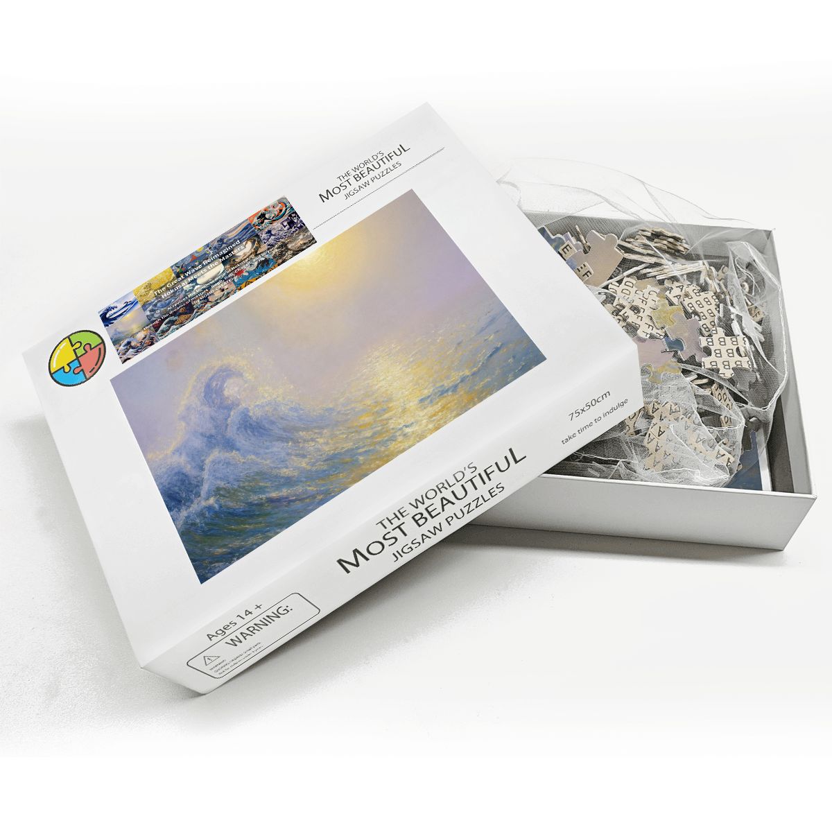 Wooden Jigsaw Puzzles 1000 pcs - Hokusai × Monet ‐ The Golden Wave of Silence