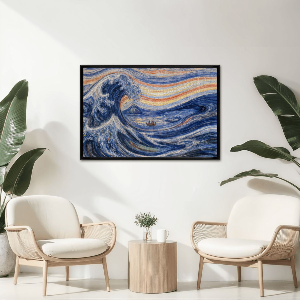 Wooden Jigsaw Puzzles 1000 pcs - Hokusai × Munch – The Silent Scream of Fuji