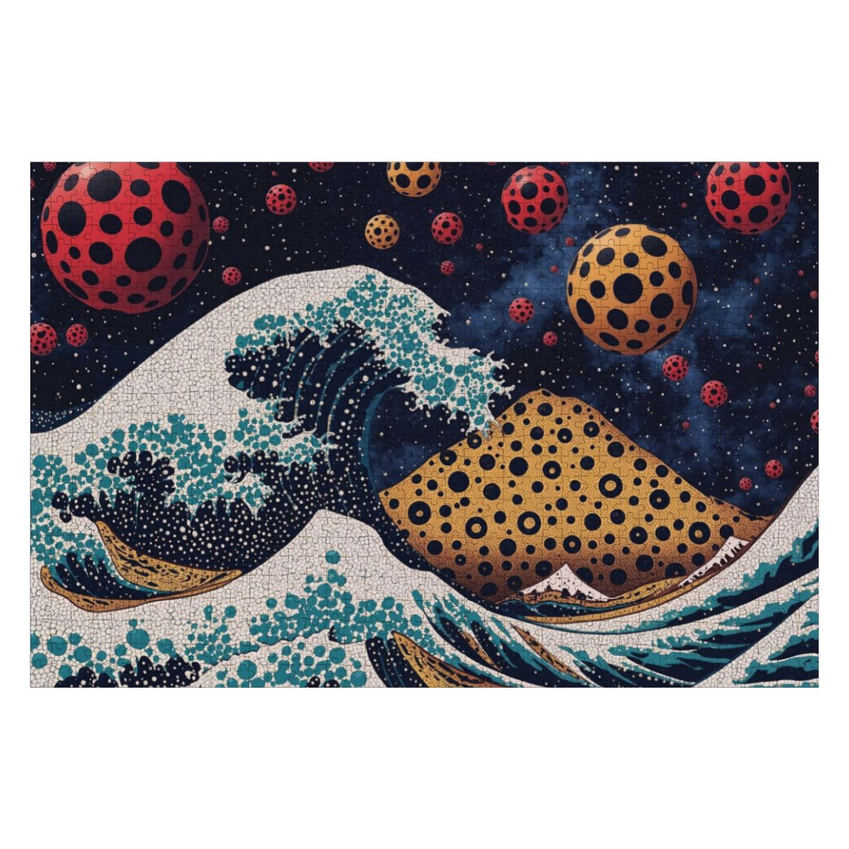 Wooden Jigsaw Puzzles 1000 pcs - Hokusai × Kusama - The Infinite Wave