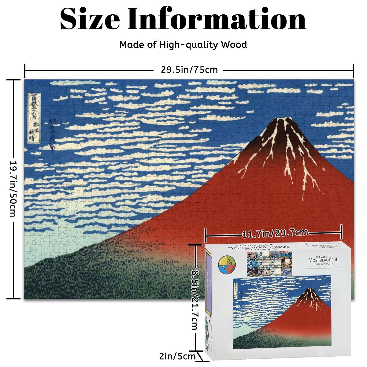 Wooden Jigsaw Puzzles 1000 pcs -Katsushika Hokusai “South Wind, Clear Sky (Red Fuji)