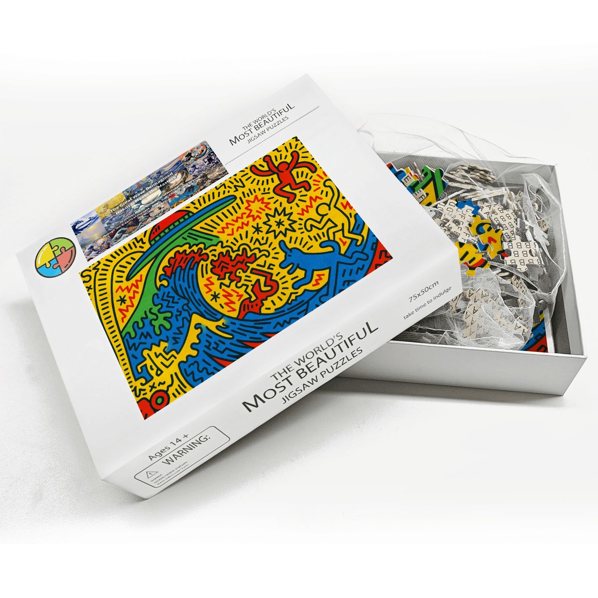 Wooden Jigsaw Puzzles 1000 pcs - Hokusai × Haring – The Pop Wave from Outer Space