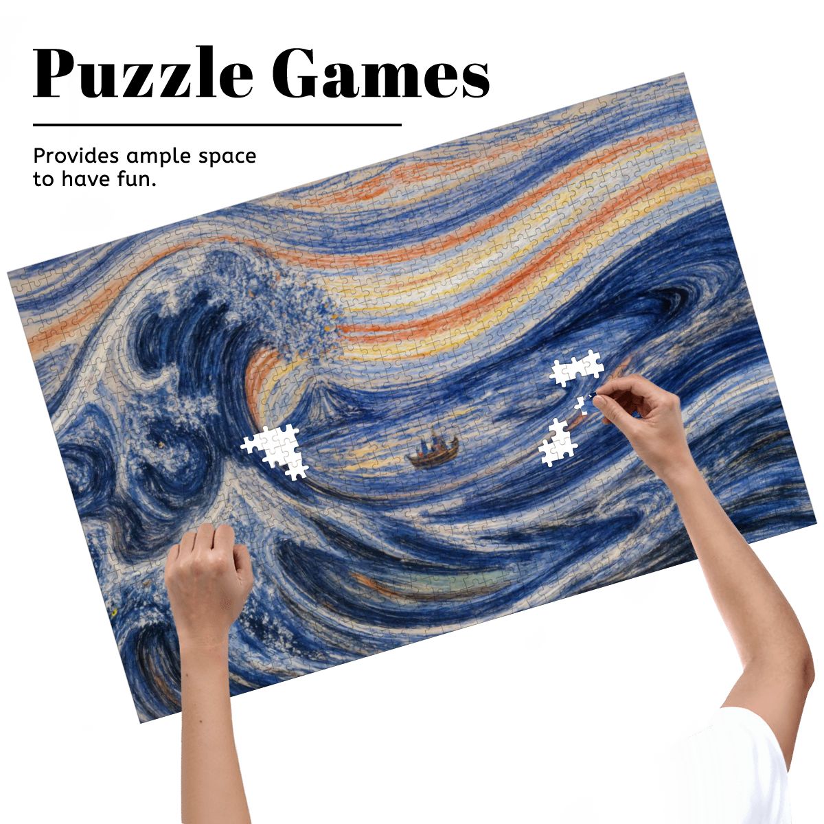 Wooden Jigsaw Puzzles 1000 pcs - Hokusai × Munch – The Silent Scream of Fuji