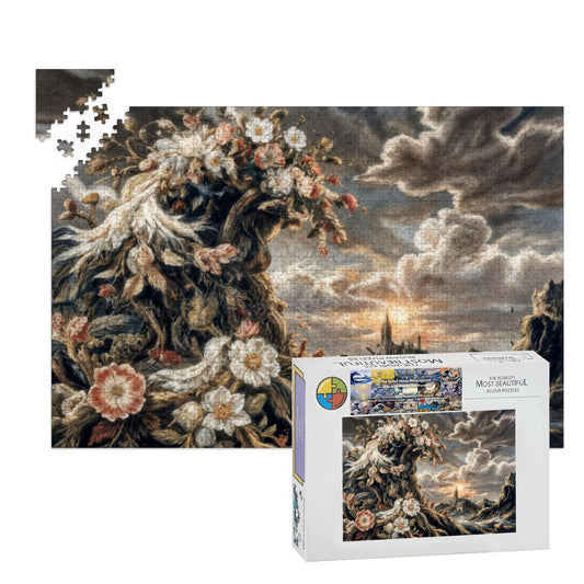 Wooden Jigsaw Puzzles 1000 pcs- Hokusai × Arcimboldo – The Floral Wave of Civilization
