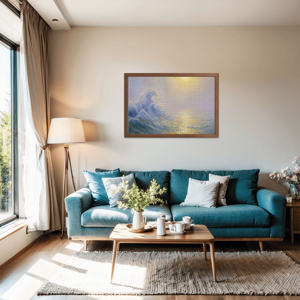 Wooden Jigsaw Puzzles 1000 pcs - Hokusai × Monet ‐ The Golden Wave of Silence