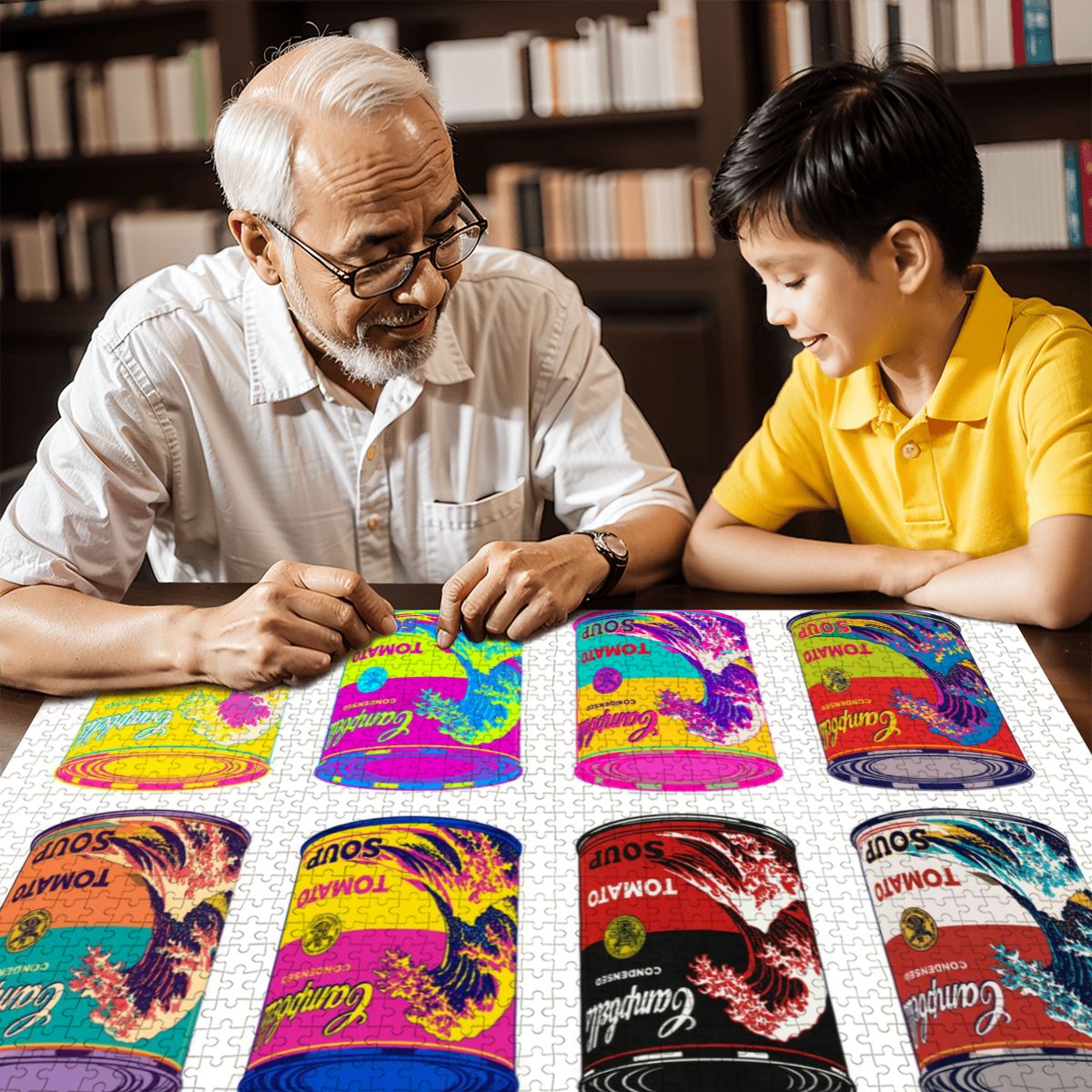 Wooden Jigsaw Puzzles 1000 pcs -Hokusai × Warhol – Eight Cans of Infinity