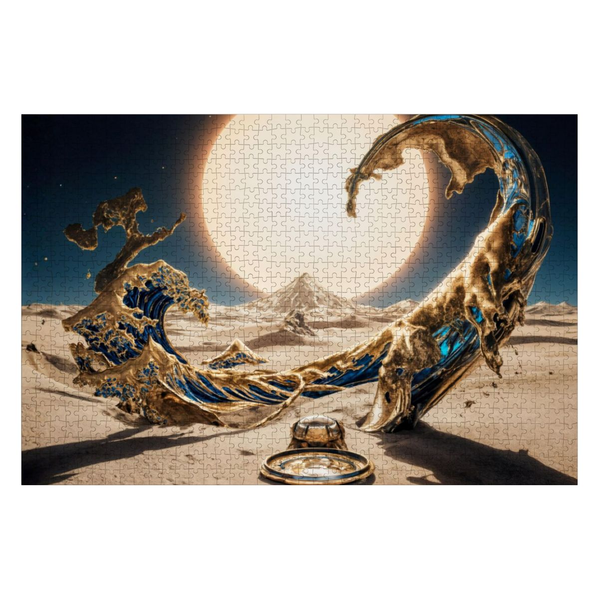 Wooden Jigsaw Puzzles 1000 pcs - Hokusai × Dali ‐ The Surreal Wave of Eternity