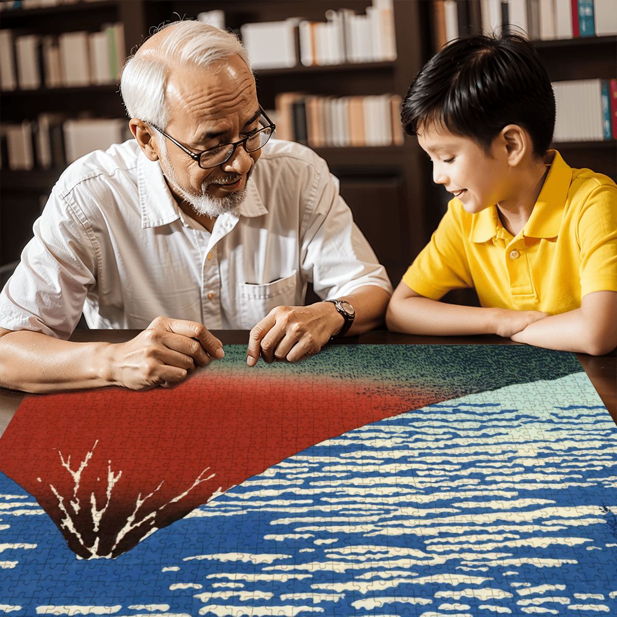 Wooden Jigsaw Puzzles 1000 pcs -Katsushika Hokusai “South Wind, Clear Sky (Red Fuji)