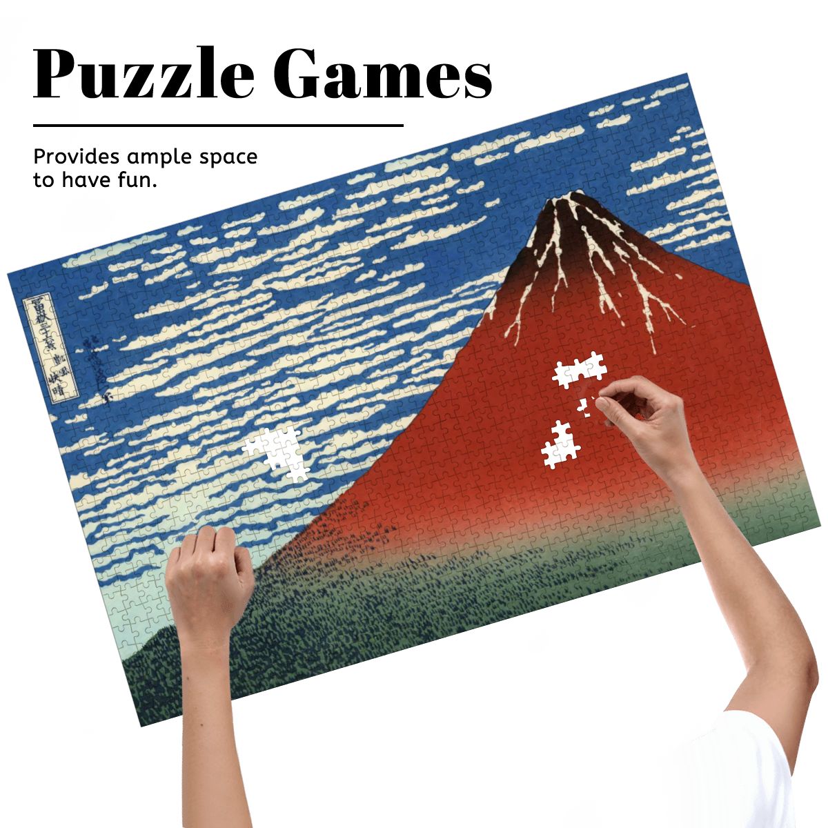 Wooden Jigsaw Puzzles 1000 pcs -Katsushika Hokusai “South Wind, Clear Sky (Red Fuji)