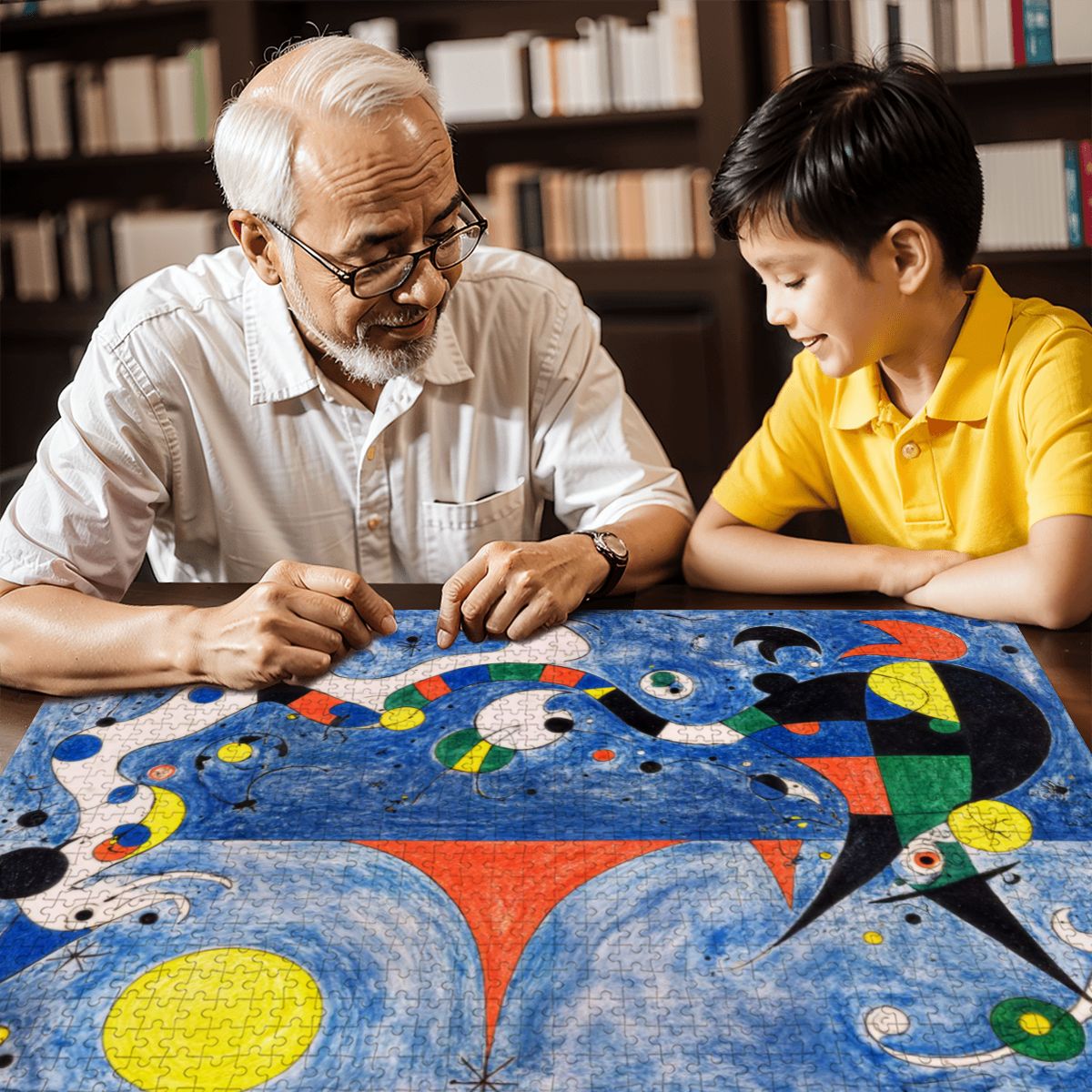 Wooden Jigsaw Puzzles 1000 pcs-Hokusai × Miró – The Dreaming Wave of Cosmos