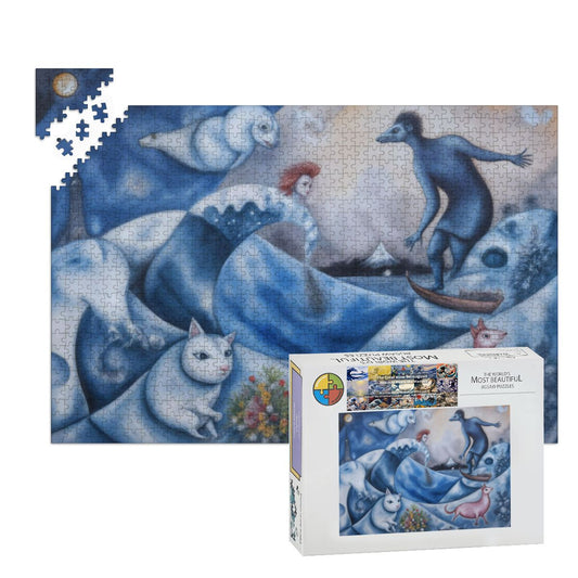 Wooden Jigsaw Puzzles 1000 pcs - Hokusai × Chagall – The Floating Wave of Memory